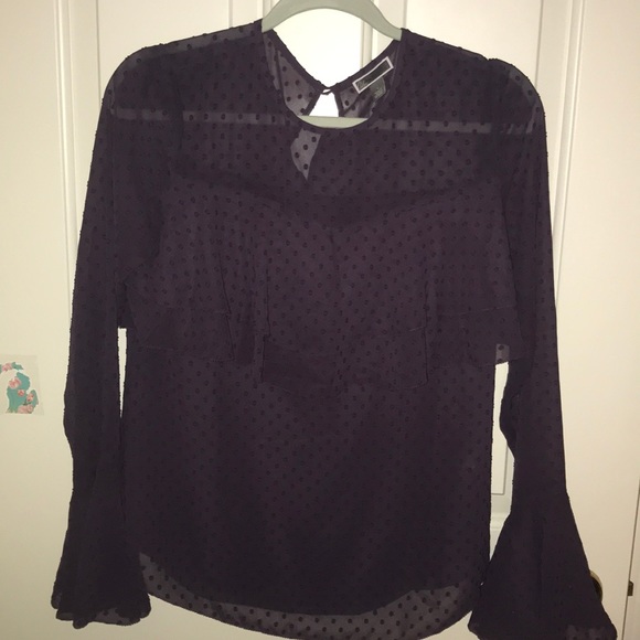 Chelsea28 ruffled polka dot purple top size small - Picture 2 of 12